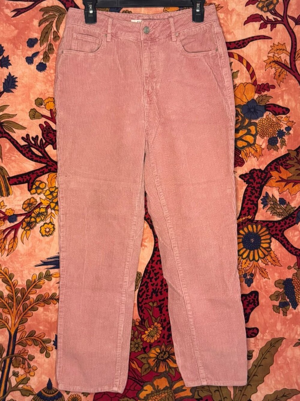 Pink Corduroy Straight-Leg Pants